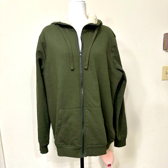 NEW Livergy Sherpa Lined Deep Green 30" Zipper X-Long Hem Hoodie Sweatshirt XXL - Picture 12 of 15